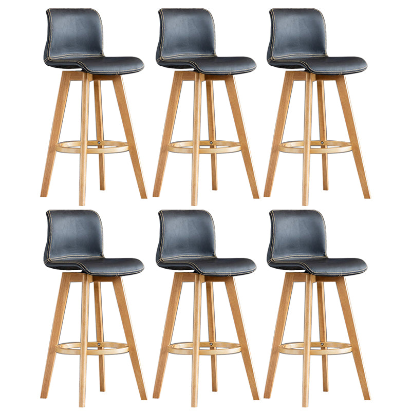 Contemporary Home Low Back Stool Matte Finish Leather Barstool