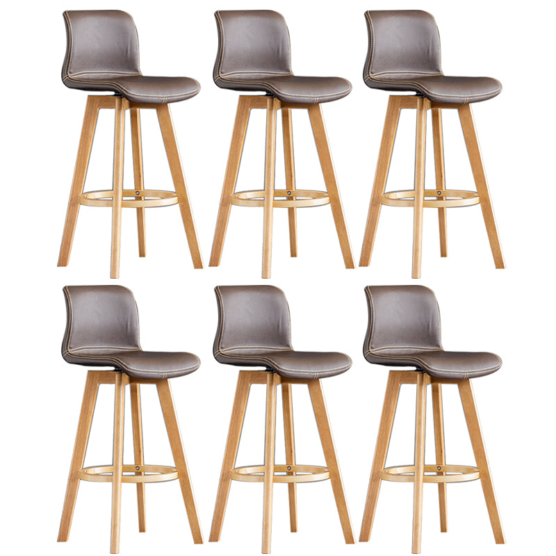 Contemporary Home Low Back Stool Matte Finish Leather Barstool
