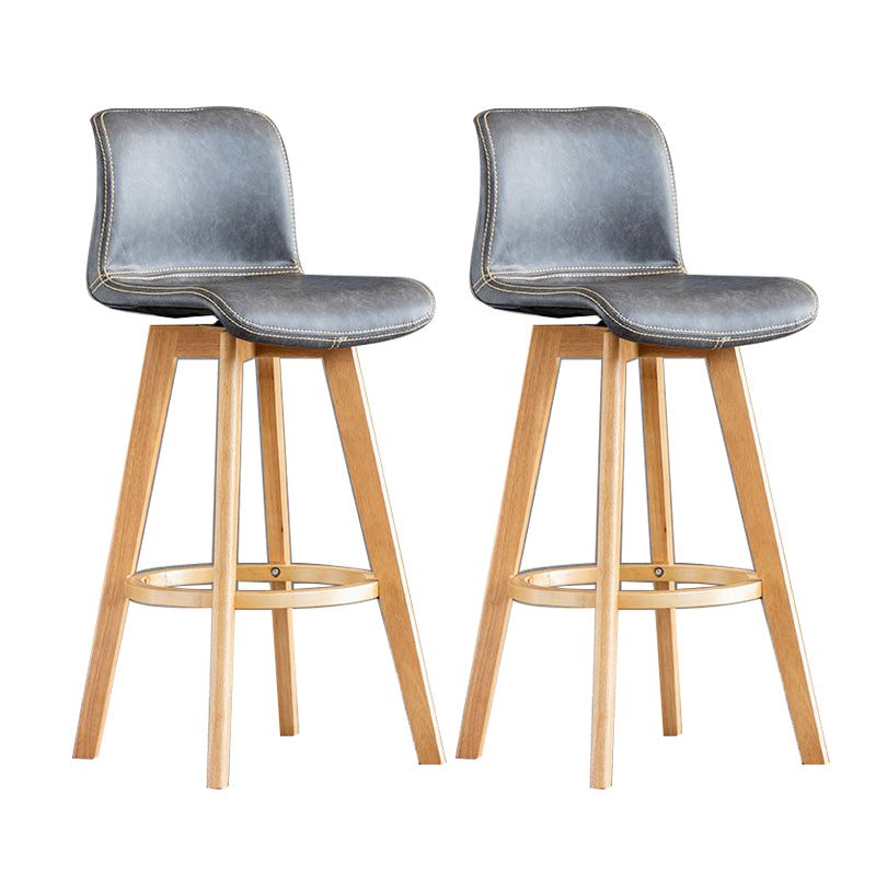 Contemporary Home Low Back Stool Matte Finish Leather Barstool