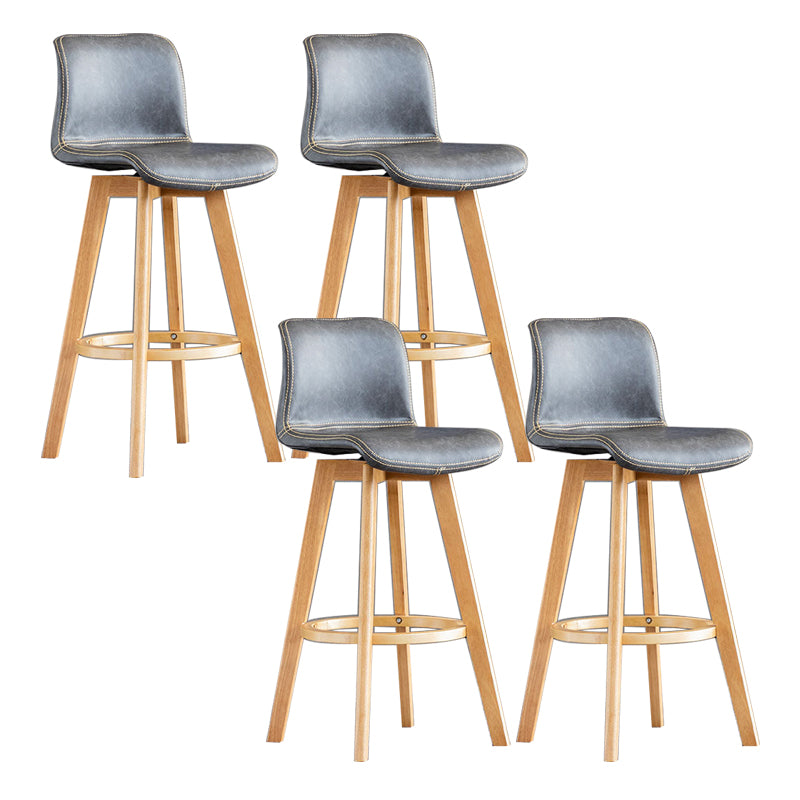Contemporary Home Low Back Stool Matte Finish Leather Barstool