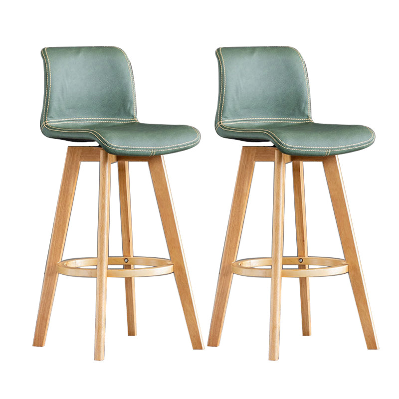 Contemporary Home Low Back Stool Matte Finish Leather Barstool