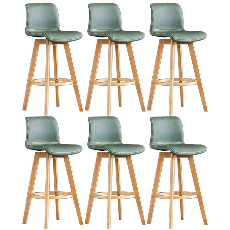 Contemporary Home Low Back Stool Matte Finish Leather Barstool