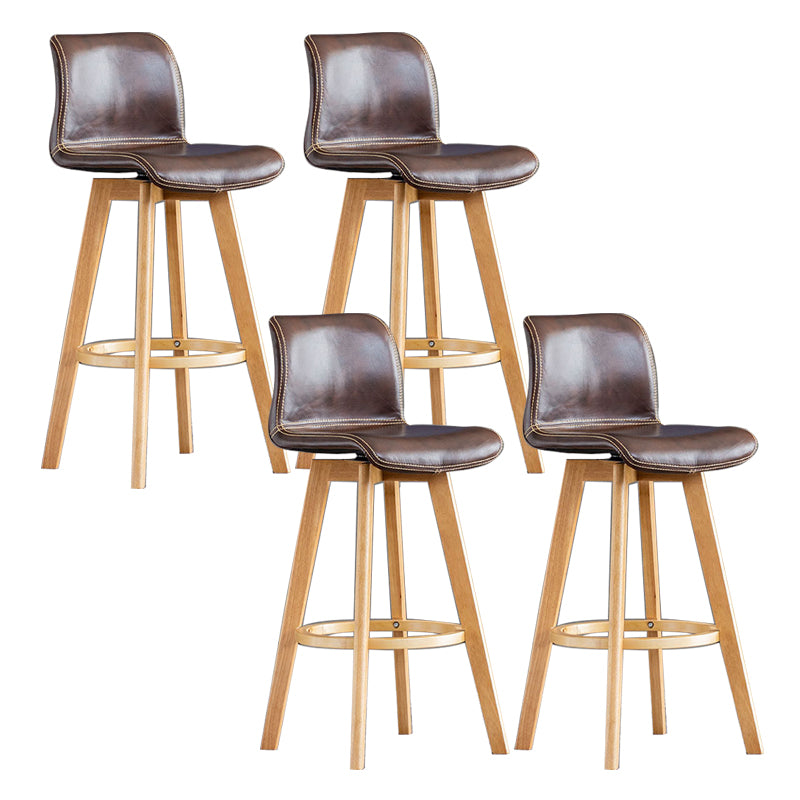 Contemporary Home Low Back Stool Matte Finish Leather Barstool