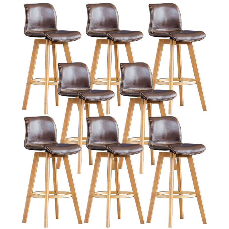 Contemporary Home Low Back Stool Matte Finish Leather Barstool