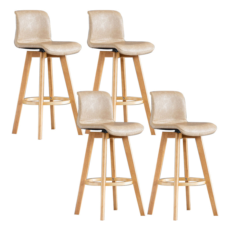 Contemporary Home Low Back Stool Matte Finish Leather Barstool