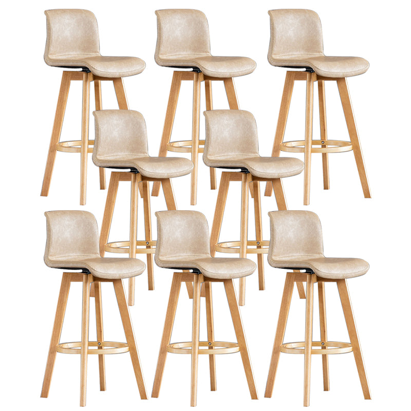 Contemporary Home Low Back Stool Matte Finish Leather Barstool