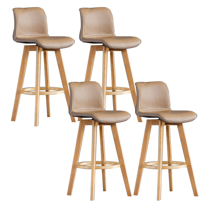 Contemporary Home Low Back Stool Matte Finish Leather Barstool