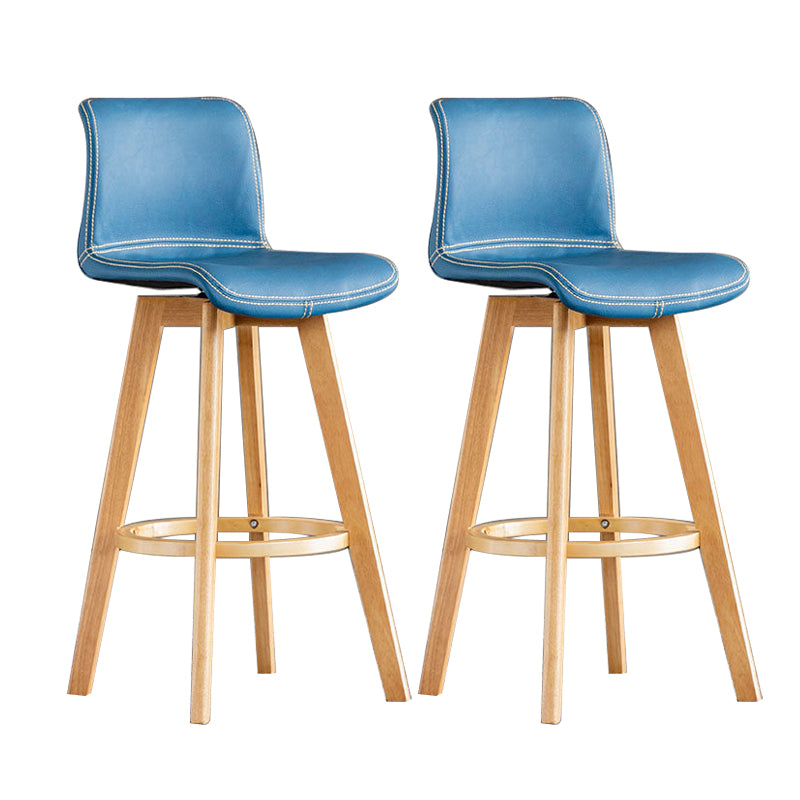 Contemporary Home Low Back Stool Matte Finish Leather Barstool