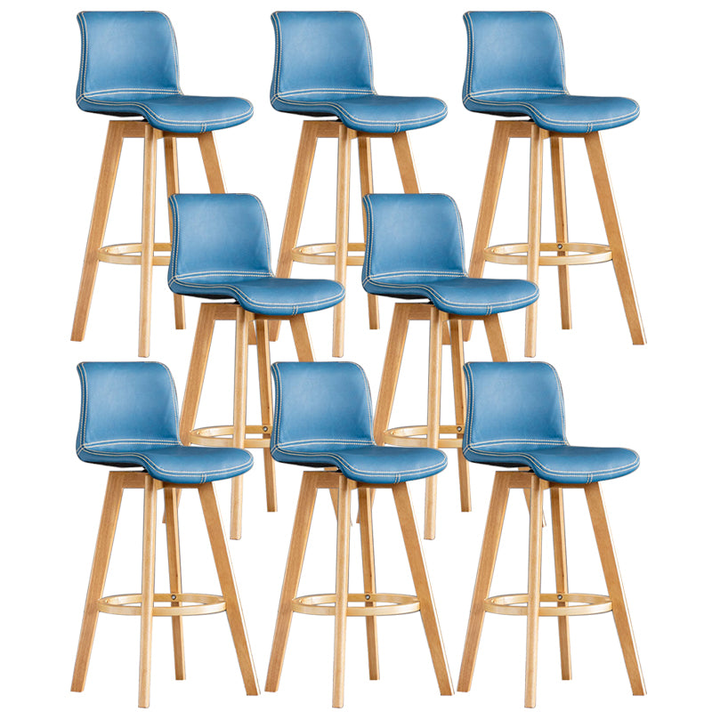 Contemporary Home Low Back Stool Matte Finish Leather Barstool