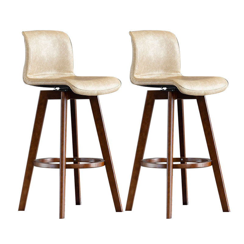 Contemporary Home Low Back Stool Matte Finish Leather Barstool