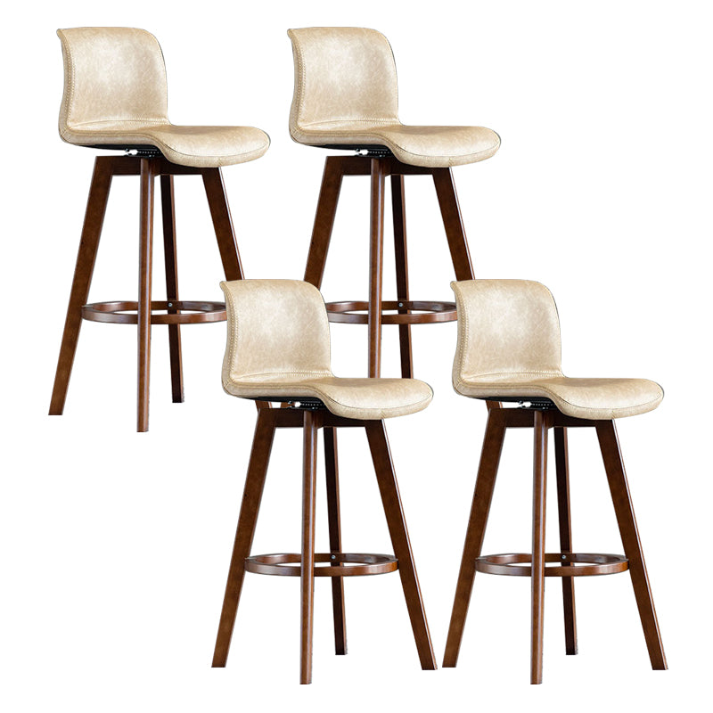 Contemporary Home Low Back Stool Matte Finish Leather Barstool