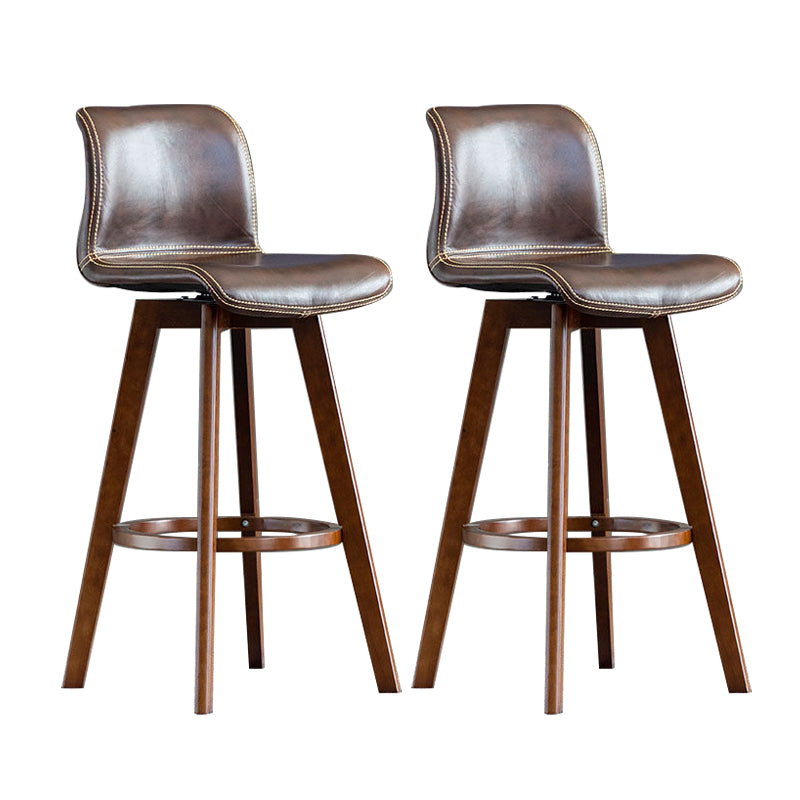 Contemporary Home Low Back Stool Matte Finish Leather Barstool