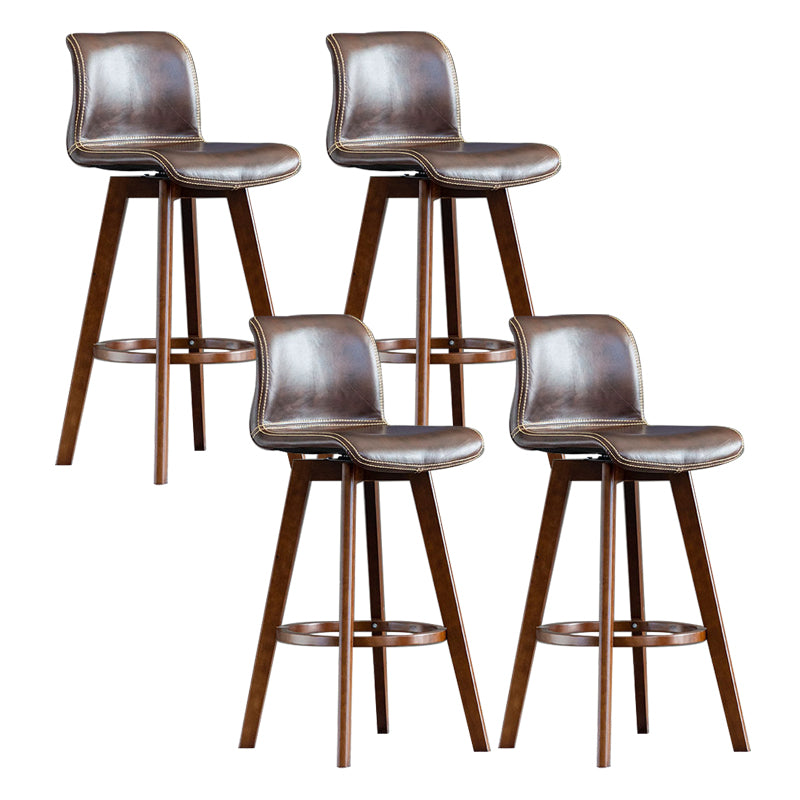 Contemporary Home Low Back Stool Matte Finish Leather Barstool