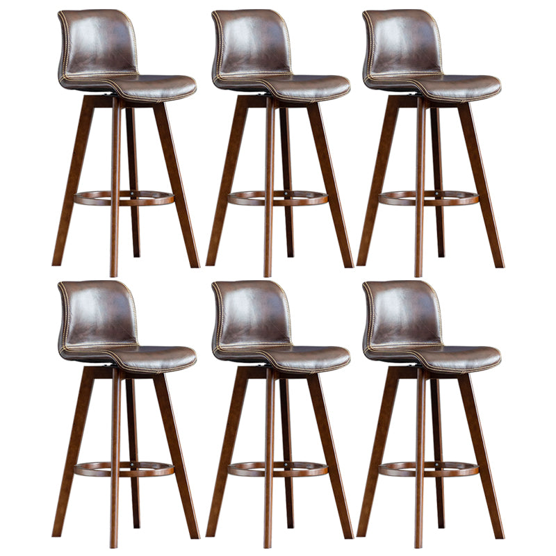 Contemporary Home Low Back Stool Matte Finish Leather Barstool