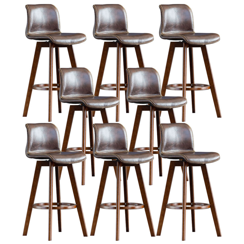 Contemporary Home Low Back Stool Matte Finish Leather Barstool