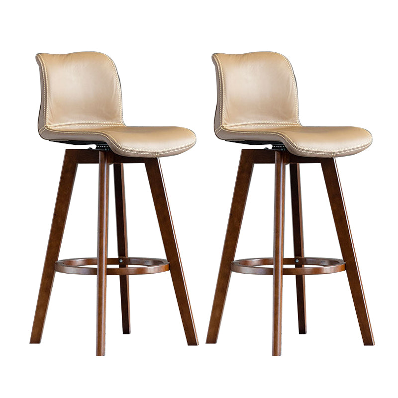 Contemporary Home Low Back Stool Matte Finish Leather Barstool