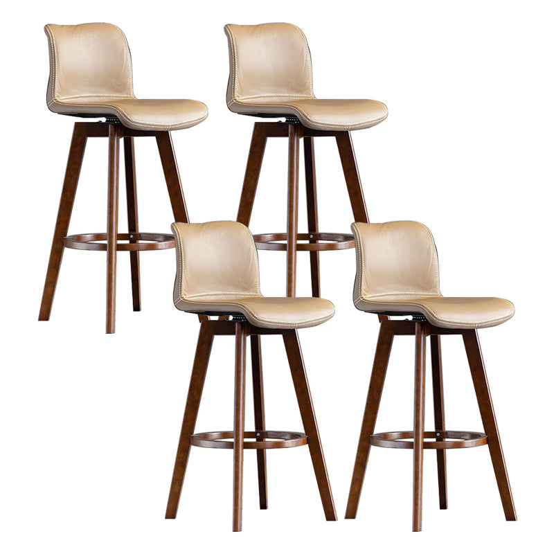 Contemporary Home Low Back Stool Matte Finish Leather Barstool