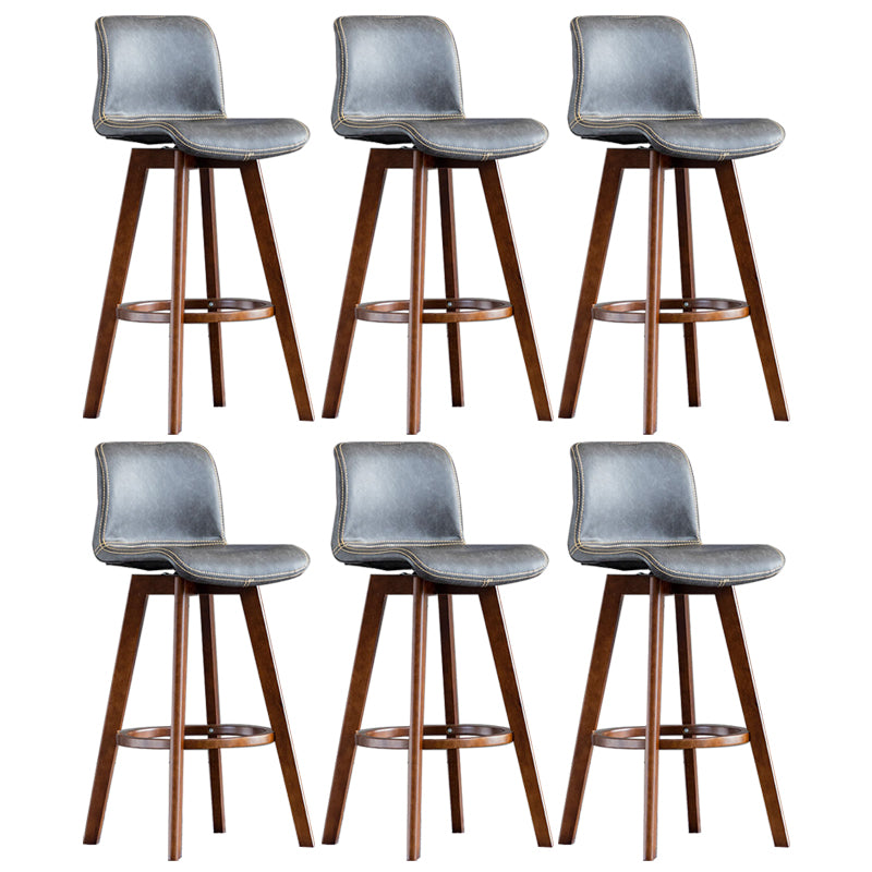 Contemporary Home Low Back Stool Matte Finish Leather Barstool