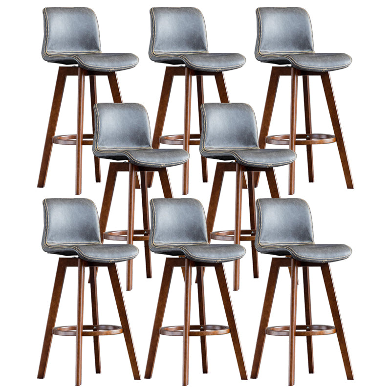 Contemporary Home Low Back Stool Matte Finish Leather Barstool