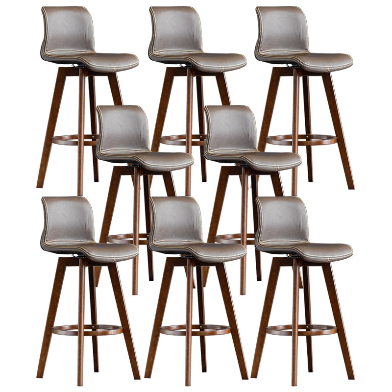 Contemporary Home Low Back Stool Matte Finish Leather Barstool