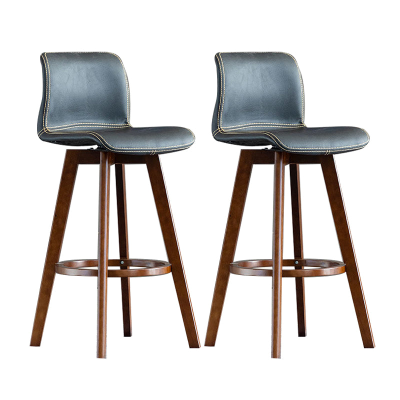 Contemporary Home Low Back Stool Matte Finish Leather Barstool
