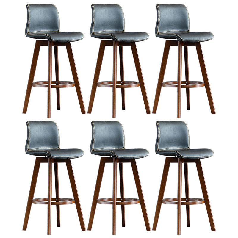 Contemporary Home Low Back Stool Matte Finish Leather Barstool
