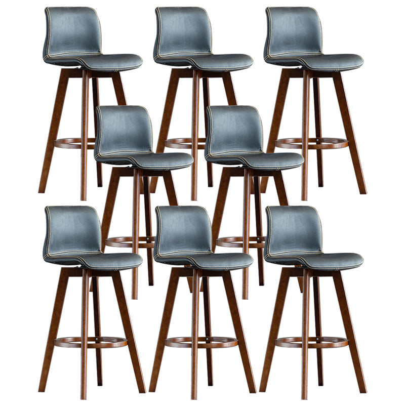 Contemporary Home Low Back Stool Matte Finish Leather Barstool