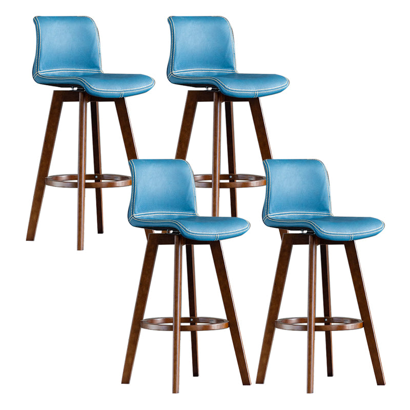 Contemporary Home Low Back Stool Matte Finish Leather Barstool