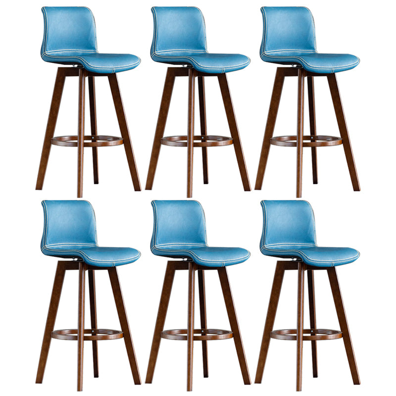 Contemporary Home Low Back Stool Matte Finish Leather Barstool