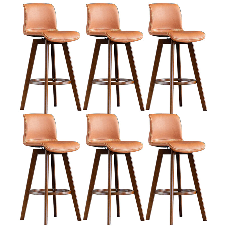 Contemporary Home Low Back Stool Matte Finish Leather Barstool