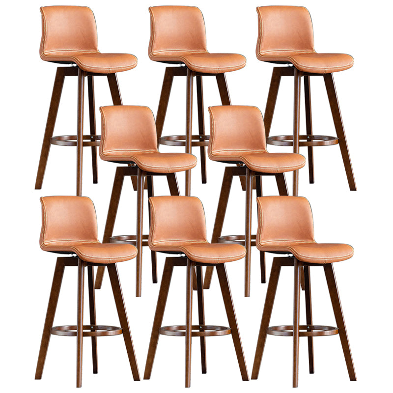 Contemporary Home Low Back Stool Matte Finish Leather Barstool