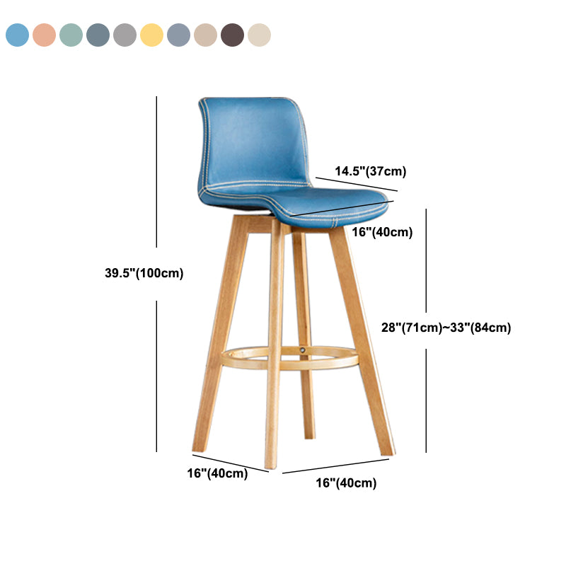 Contemporary Home Low Back Stool Matte Finish Leather Barstool