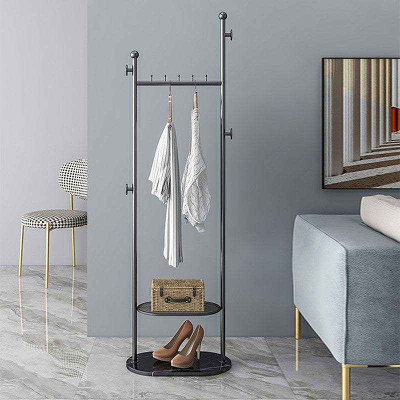 Modern Metal Hall Stand Hanging Rail Storage Shelving and Hooks Entryway Kit