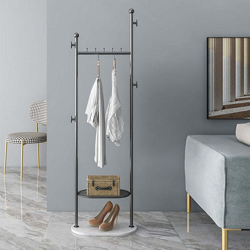 Modern Metal Hall Stand Hanging Rail Storage Shelving and Hooks Entryway Kit