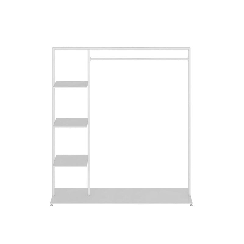 Modern Entryway Kit Hanging Rail and 3 Side Storage Shelves Coat Hanger