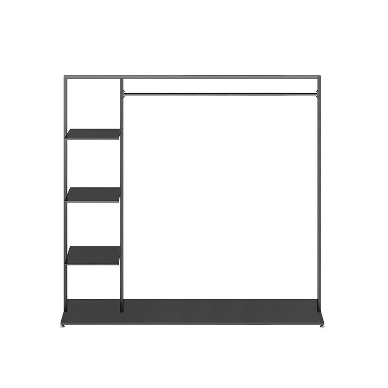 Modern Entryway Kit Hanging Rail and 3 Side Storage Shelves Coat Hanger