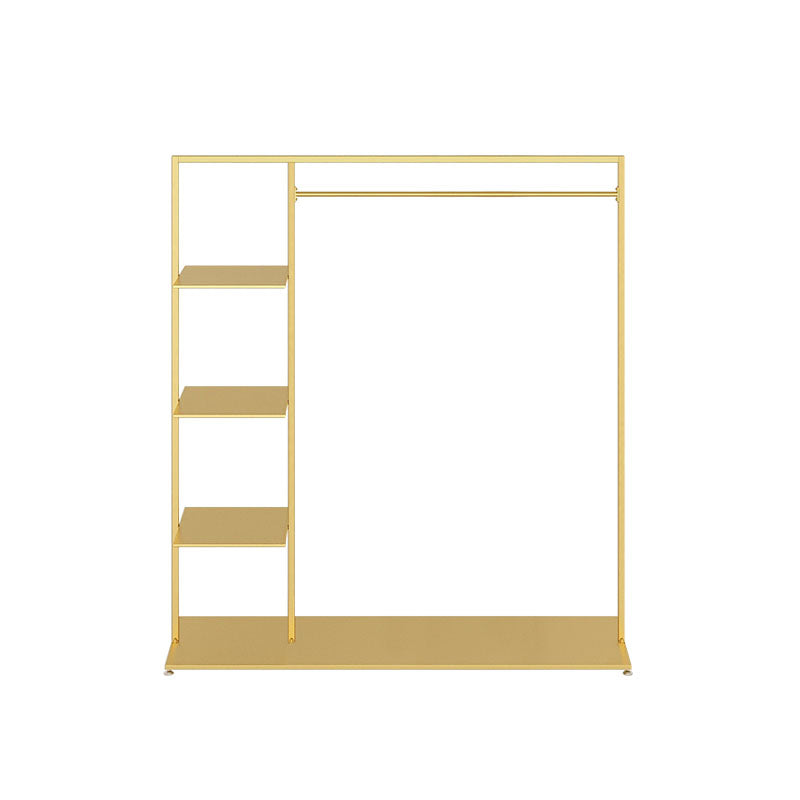 Modern Entryway Kit Hanging Rail and 3 Side Storage Shelves Coat Hanger