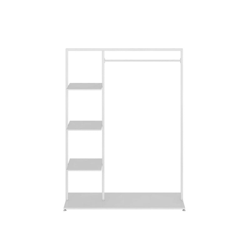 Modern Entryway Kit Hanging Rail and 3 Side Storage Shelves Coat Hanger