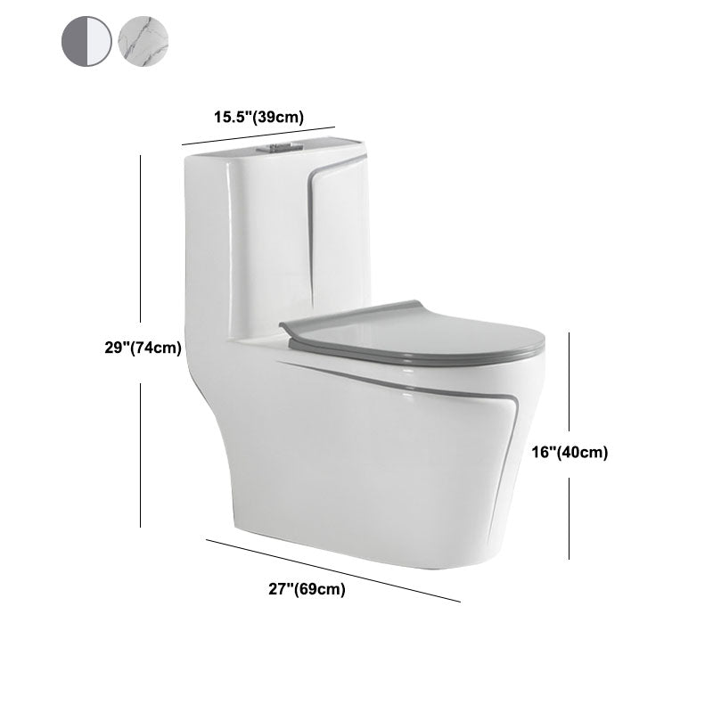Siphon JetFlush Toilet Traditional One-Piece Toilet with Slow Close Seat