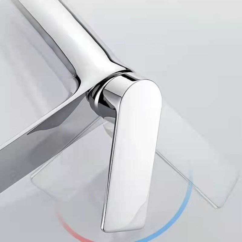 Modern Style Vessel Sink Faucet Lever Handle Copper Low Arc Vessel Faucet
