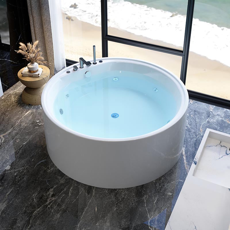 Modern Round Freestanding Bathtub Acrylic White Bath Tub for Home