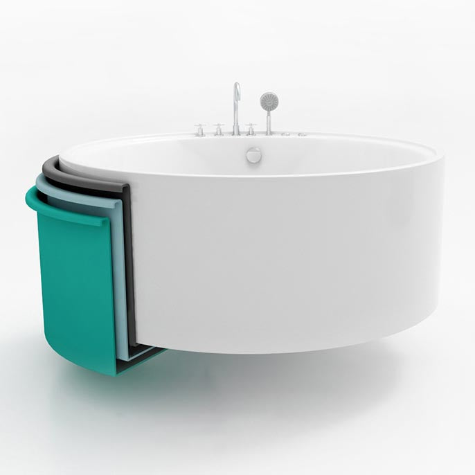 Modern Round Freestanding Bathtub Acrylic White Bath Tub for Home