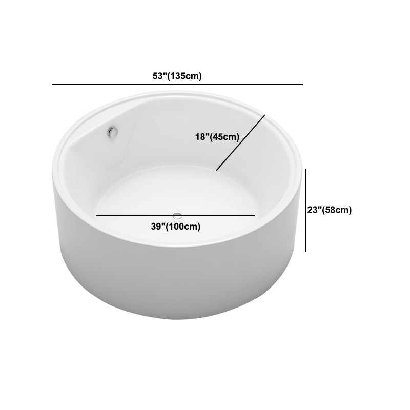 Modern Round Freestanding Bathtub Acrylic White Bath Tub for Home