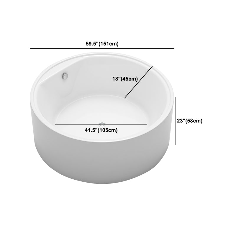Modern Round Freestanding Bathtub Acrylic White Bath Tub for Home