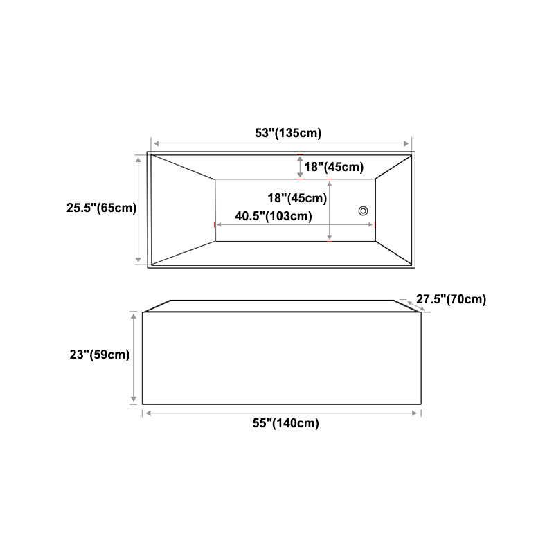 Modern Rectangular Tub Acrylic  Freestanding Bathtub for Home