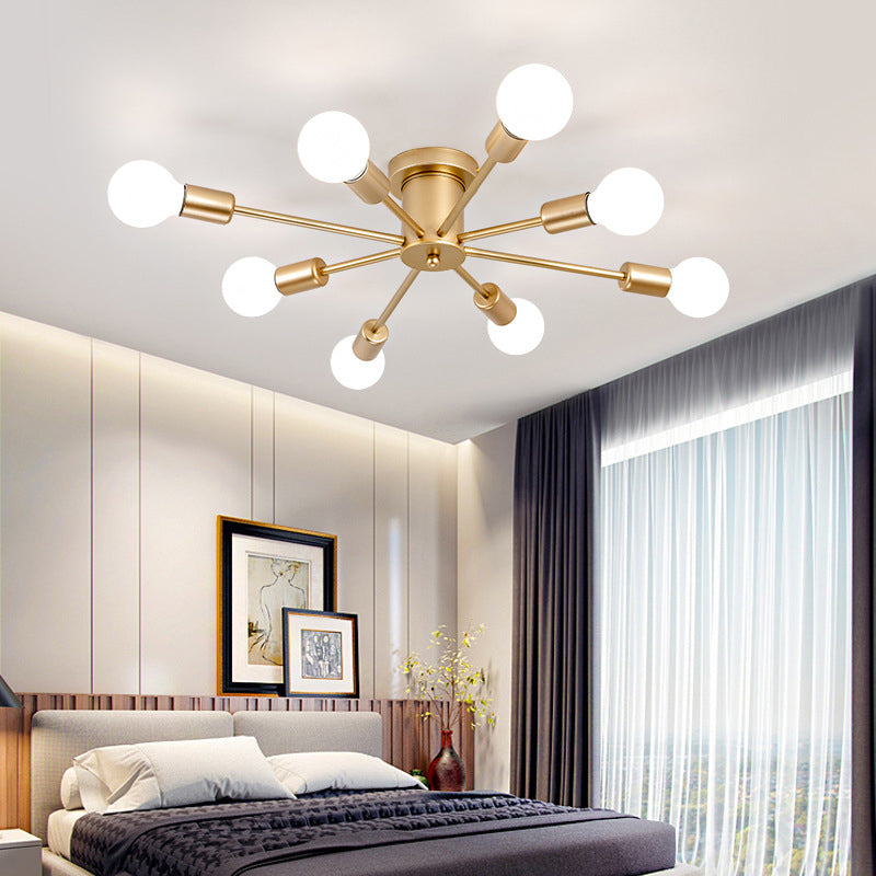 Modernism 6/8-Light Golden Flush Mount Lighting Metallic Ceiling Light for Bedroom