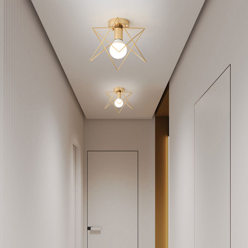 Contemporary Single Golden Flush Mount Lighting Metallic Ceiling Light for Bedroom