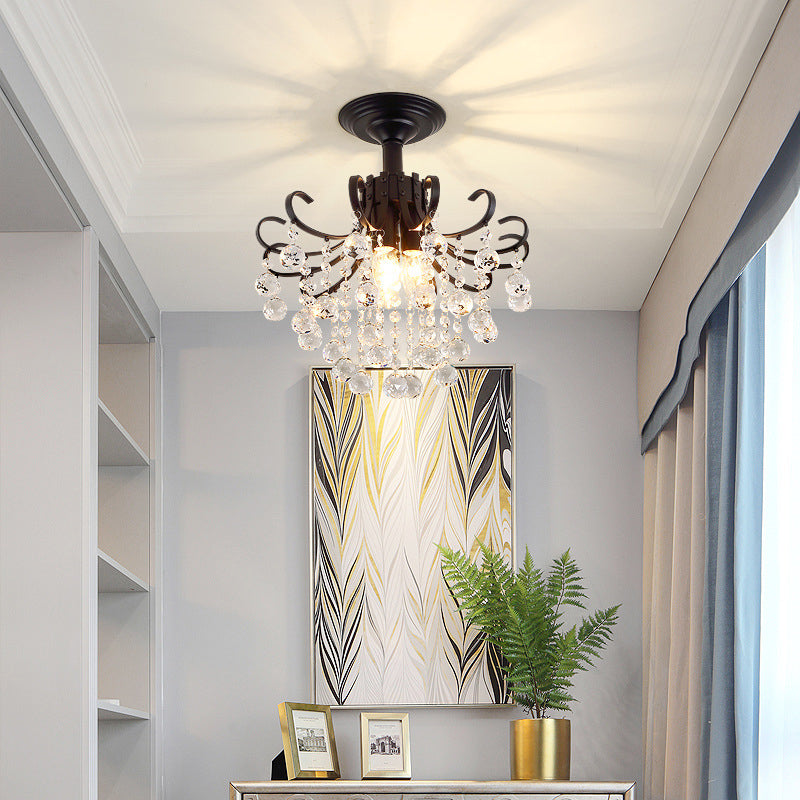 Modern Crystal Ceiling Light Household Flush Mount Light Fixture for Bedroom