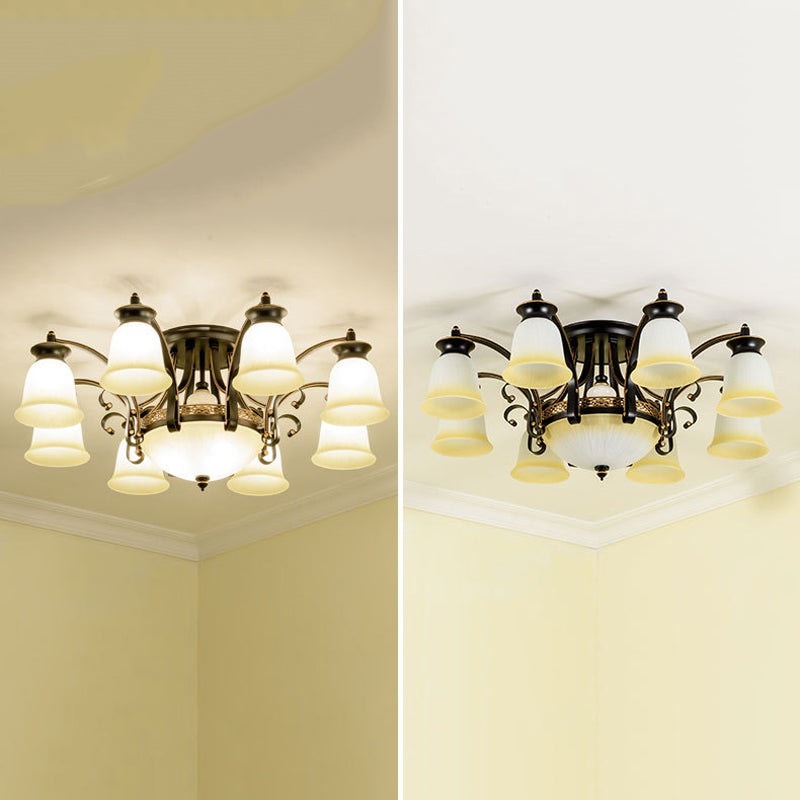 Modern Style Cup Shape Flush Mount Glass Ceiling Light for Living Room