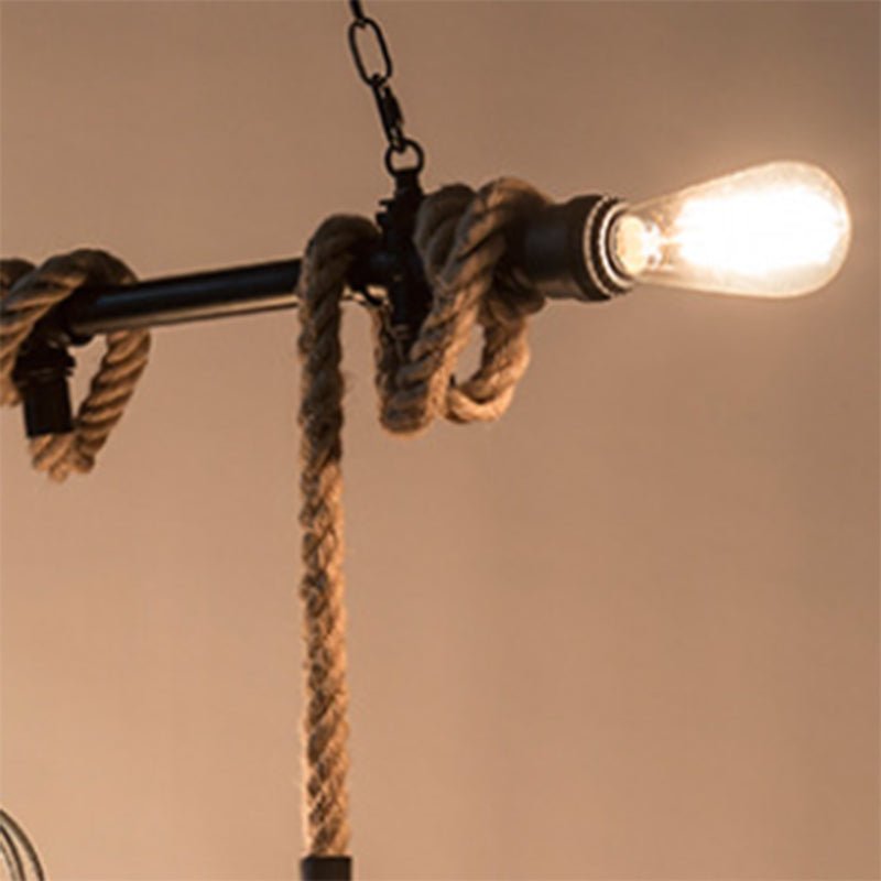 Industrial Iron Cage Shape Island Lamp Metal 5 Lights Pendant Light for Restaurant